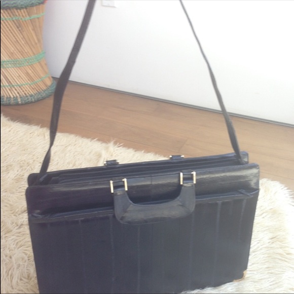 Eel skin business briefcase/ laptop - Black - Picture 5 of 8